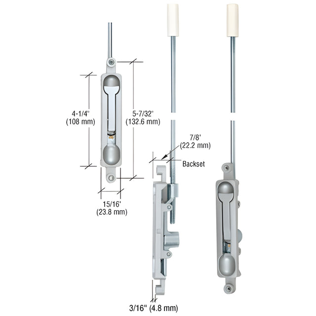 CRL Aluminum 3/16" Offset Flush Bolt