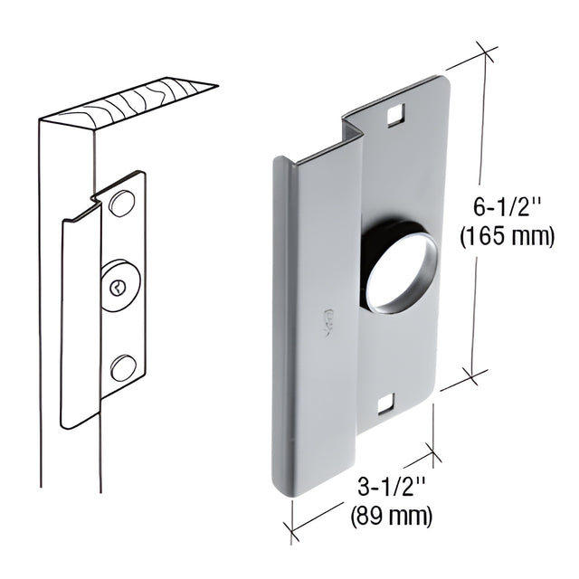 CRL Aluminum Finish 6-1/2" Heavy Gauge Steel Latch Guard for Narrow Stile Flush Doors