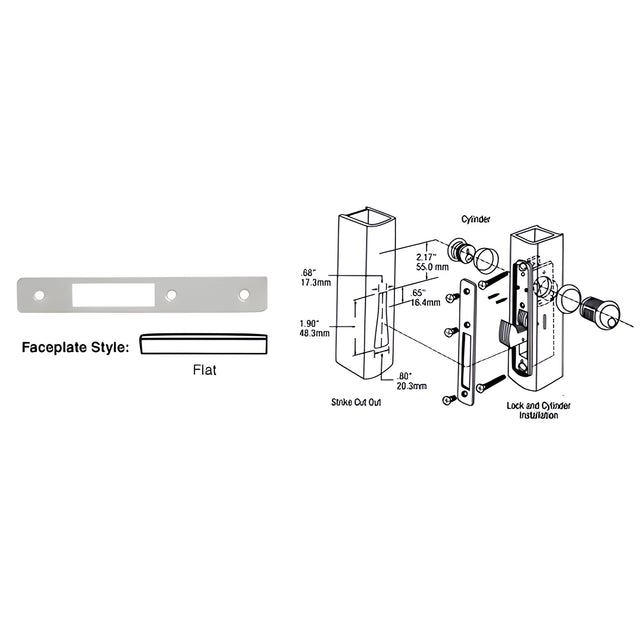 CRL Aluminum Flat Faceplate for DL2130 Series Hook Throw Deadlocks