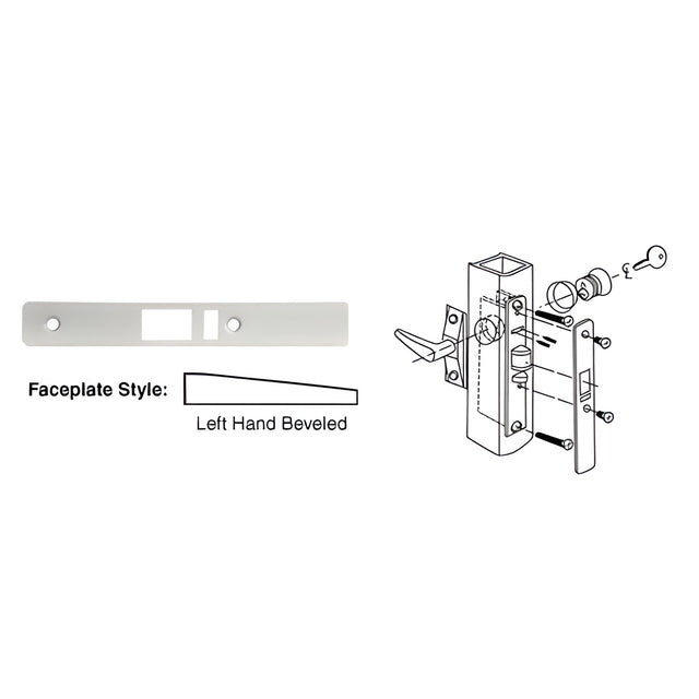 CRL Aluminum Left Hand Beveled Faceplate for DL2140 Deadlatch Locks