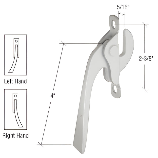 CRL Aluminum Left Hand Casement Window Lock - 2-3/8" Screw Holes