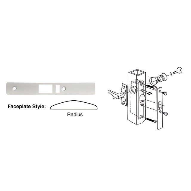 CRL Aluminum Radius Faceplate for DL2140 Deadlatch Locks