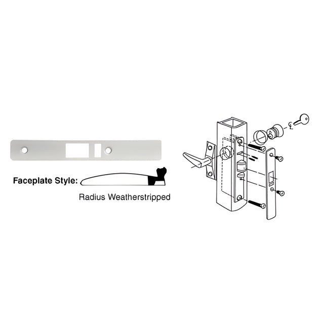 CRL Aluminum Radius Weather-stripped Faceplate for DL2140 Deadlatch Locks