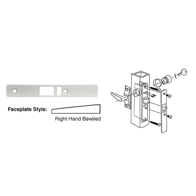 CRL Aluminum Right Hand Beveled Faceplate for DL2140 Deadlatch Locks