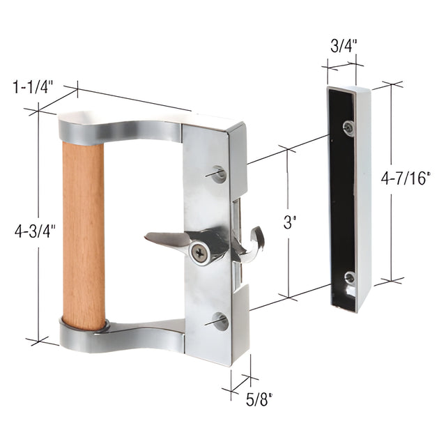 CRL Aluminum/Wood Hook Style Surface Mount Handle 3" Screw Holes