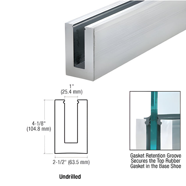 CRL B5S Series Aluminum Custom Standard Square Base Shoe Undrilled for 1/2" Glass