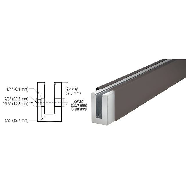 CRL B5S Series Dark Bronze Custom Square Base Shoe Fascia Mount Drilled for 1/2" Glass