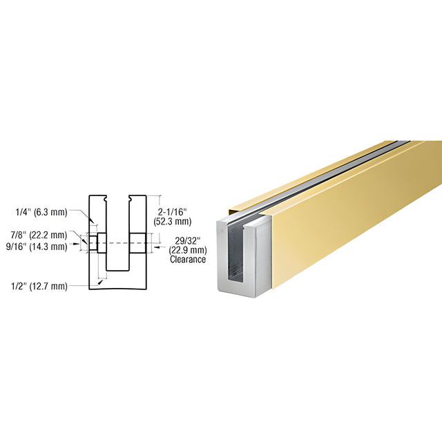 CRL B5S Series Polished Brass Custom Square Base Shoe Fascia Mount Drilled for 1/2" Glass