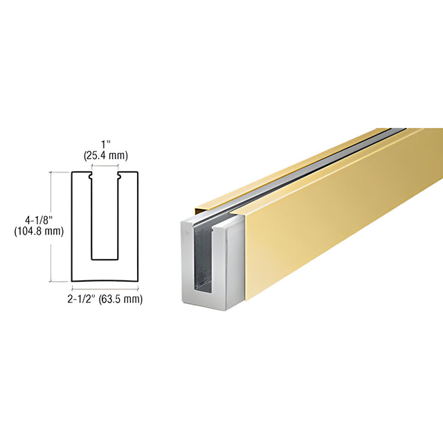 CRL B5S Series Polished Brass Custom Square Base Shoe Undrilled for 1/2" Glass