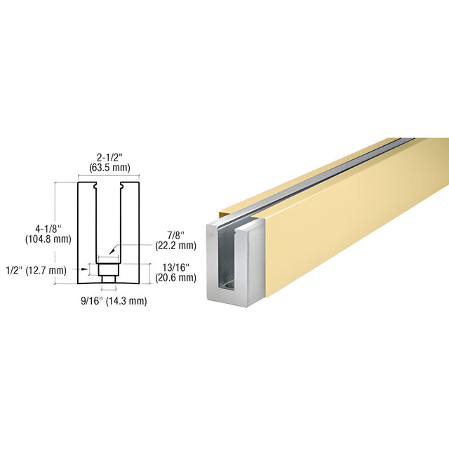 CRL B5S Series Satin Brass Custom Square Base Shoe Drilled for 1/2" Glass