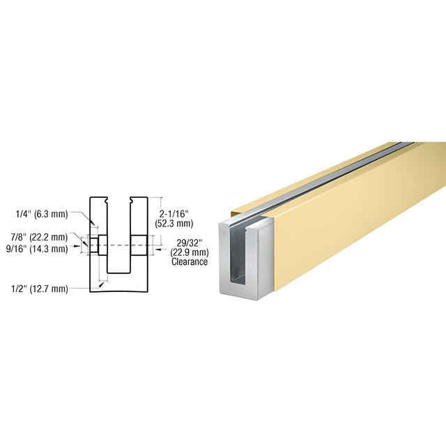 CRL B5S Series Satin Brass Custom Square Base Shoe Fascia Mount Drilled for 1/2" Glass