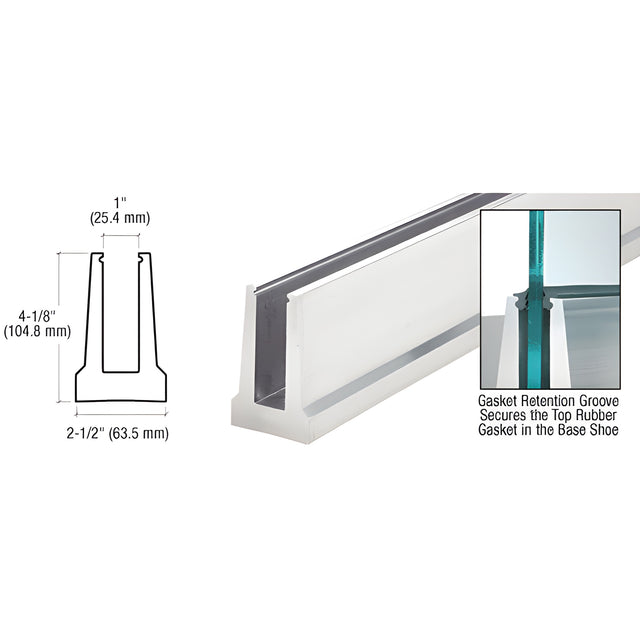 CRL B5T Series Mill Aluminum Custom Tapered Base Shoe Undrilled for 1/2" to 5/8" glass