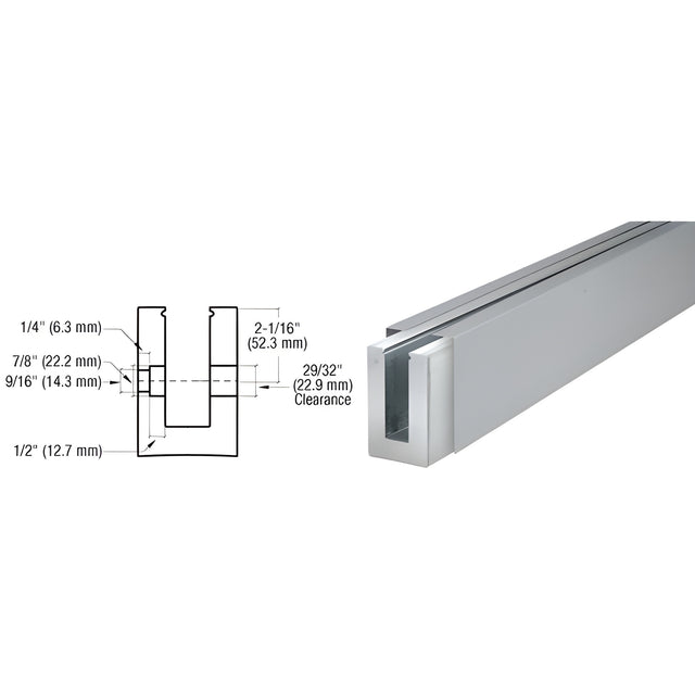 CRL B7S Series Brushed Stainless Custom Length Square Base Shoe Fascia Mount Drilled for 3/4" Glass