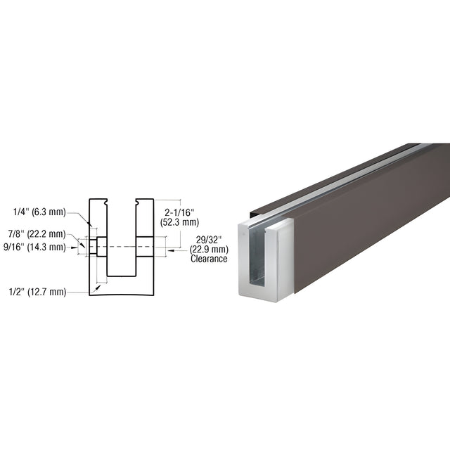 CRL B7S Series Dark Bronze Custom Length Square Base Shoe Fascia Mount Drilled for 3/4" Glass