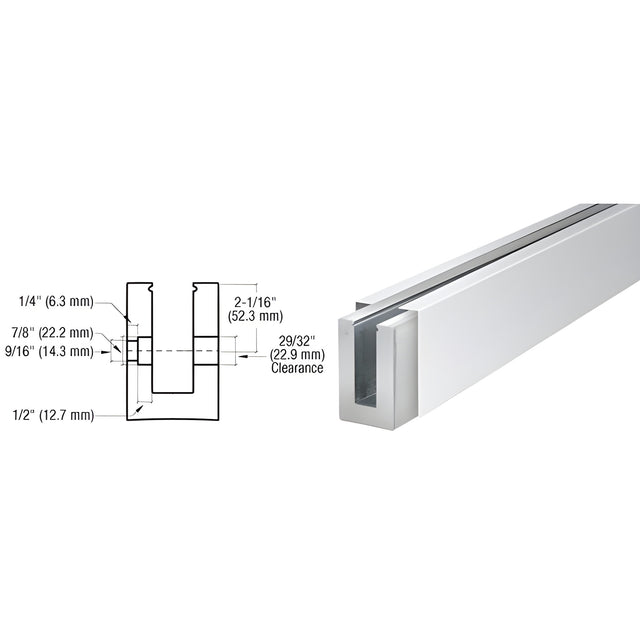 CRL B7S Series Polished Stainless Custom Length Square Base Shoe Fascia Mount Drilled for 3/4" Glass