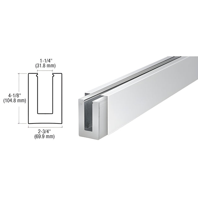 CRL B7S Series Polished Stainless Custom Length Square Base Shoe for 3/4" Glass