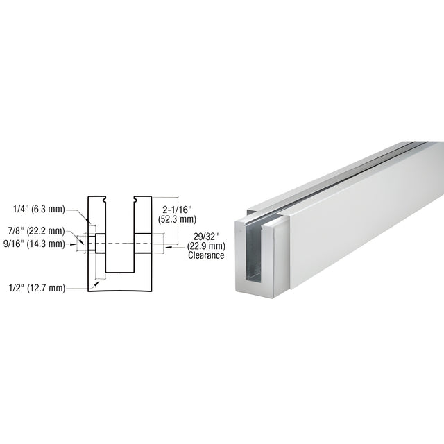 CRL B7S Series Satin Anodized Custom Length Square Base Shoe Fascia Mount Drilled for 3/4" Glass