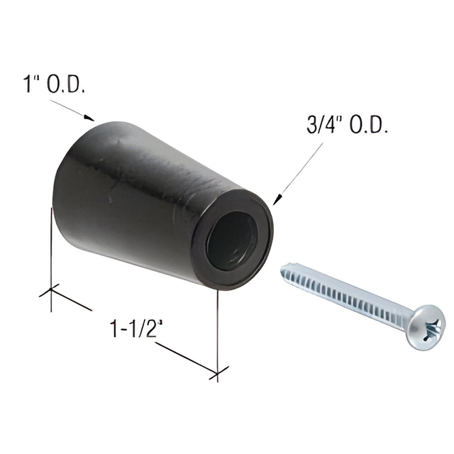 CRL Black 1-1/2" Long Rubber Sliding Glass Door Bumper