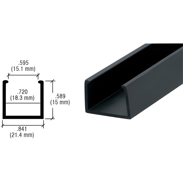 CRL Black 1/2" Plastic U-Channel - 12' Long