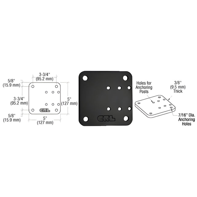 CRL Black 5" x 5" Offset Base Plate