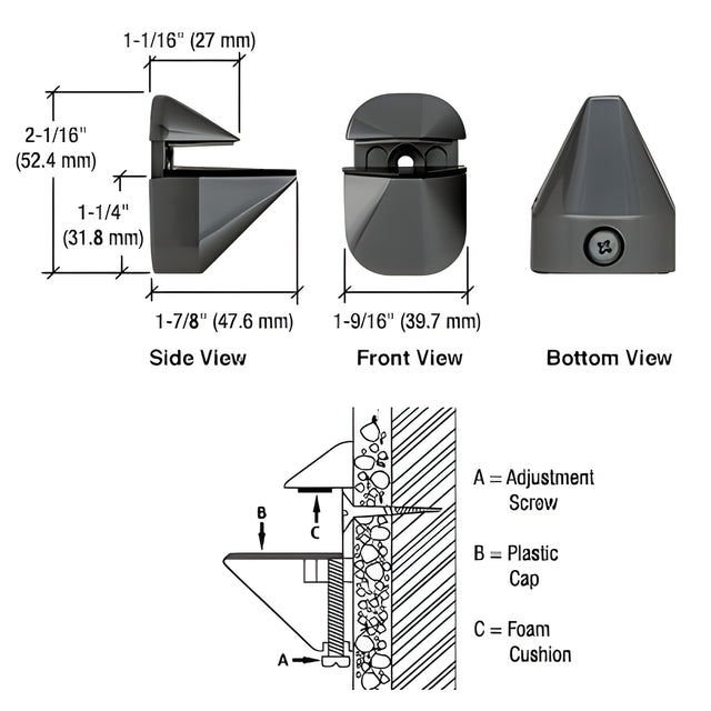 CRL Black Adjustable Shelf Clamp