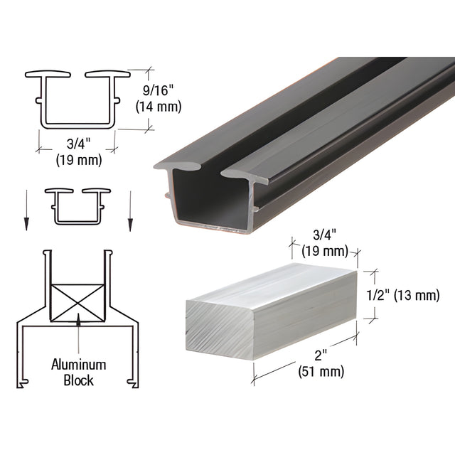 CRL Black Bottom Vinyl for 3/8" Monolithic and 7/16" Thick Laminated Glass - 12'