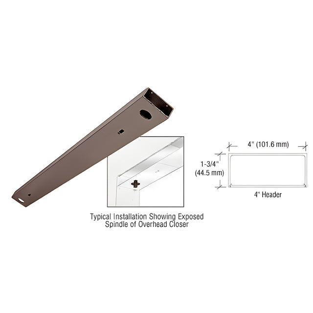 CRL Black Bronze Anodized 4" x 72" Double Door Header