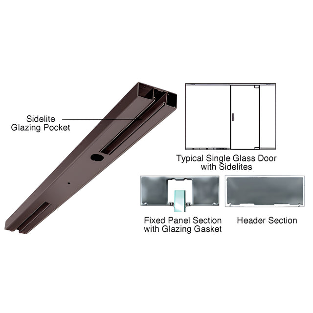 CRL Black Bronze Anodized Custom Length 4-1/2" Two Pocket Single Sided Door Header