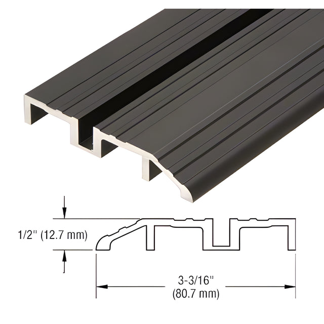CRL Black/Bronze Anodized Custom Length Bottom Guide Half Threshold for OT Series Top Hung Sliders and Bi-Fold Doors