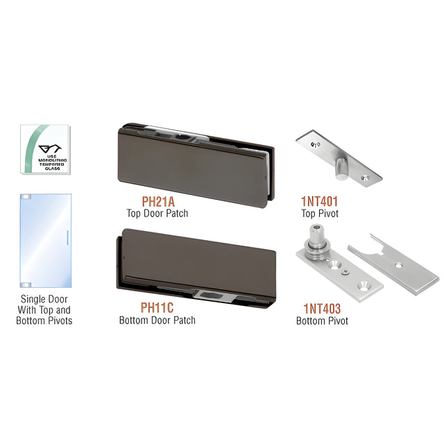 CRL Black Bronze Anodized European Patch Door Kit - Without Lock