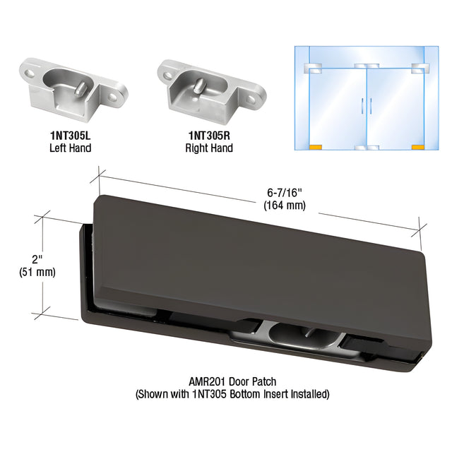 CRL Black Bronze Anodized LH North American Bottom Door Patch Fitting