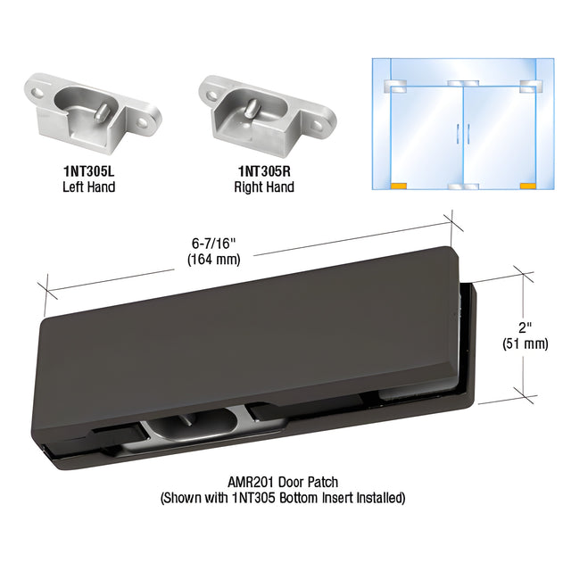 CRL Black Bronze Anodized RH North American Bottom Door Patch Fitting