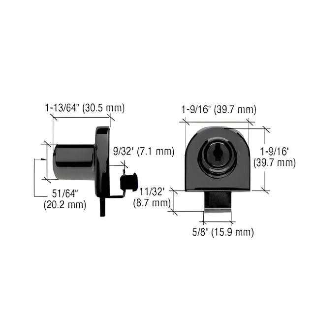 CRL Black Chrome Single Glass Door Lock - Randomly Keyed