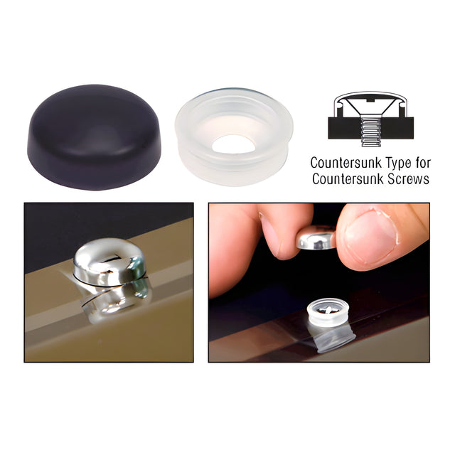 CRL Black Countersunk Large Snap Cap Screw Covers