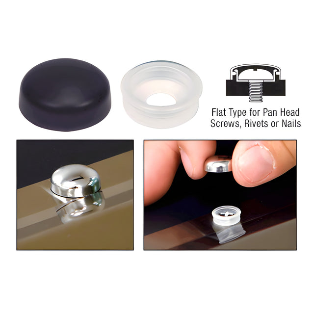 CRL Black Flat Large Snap Cap Screw Covers