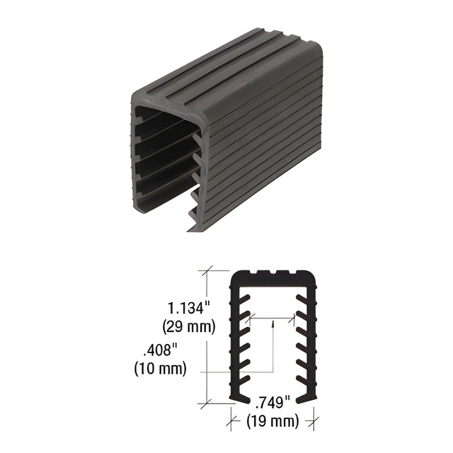 CRL Black Flexible 9/16" U-Channel Cap Rail Rubber - 100' Roll