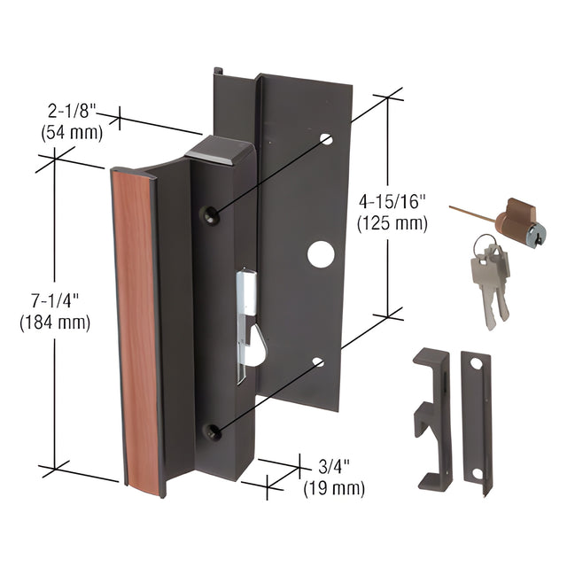CRL Black Keyed Hook-Style Surface Mount Handle 4-15/16" Screw Holes for Arcadia® Doors