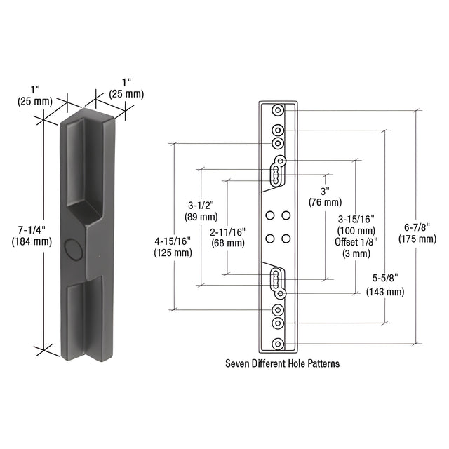 CRL Black Outside Pull with Multiple Screw Hole Patterns