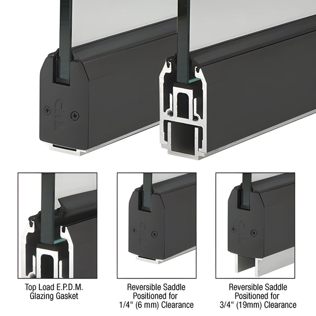 CRL Black Powder Coat Custom Length 2-5/16" Low Profile Tapered Sidelite Rail with Saddle