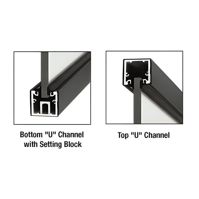 CRL Black Powder Coat Custom Length U-Channel with Roll-In Top Load Gasket