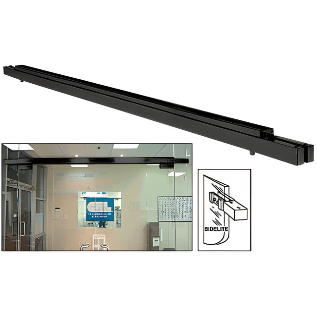 CRL Black Powder Coat Double Narrow Floating Header With Surface Mounted Top Pivots for 72" Wide Opening