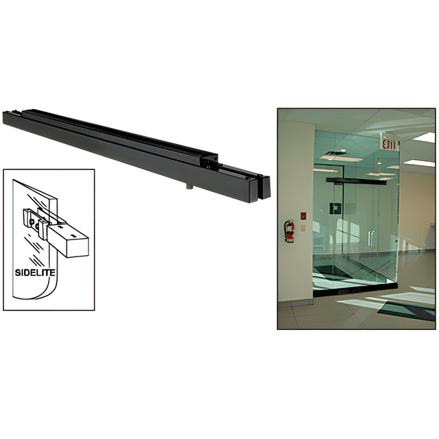 CRL Black Powder Coat Single Narrow Floating Header with Surface Mounted Top Pivots - for 36" Wide Opening