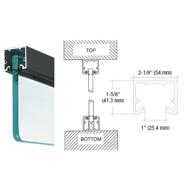 CRL Black Powder Coat Wide U-Channel with Top Load Roll-In Glazing Gasket for 3/4" Glass - Custom Length