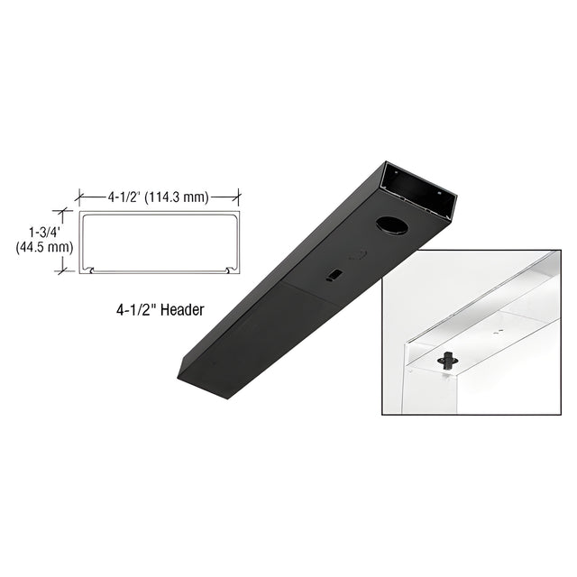 CRL Black Powder Coated 4-1/2" x 36" Single Door Header