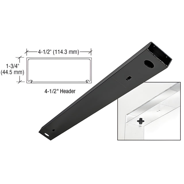 CRL Black Powder Coated 4-1/2" x 72" Double Door Header