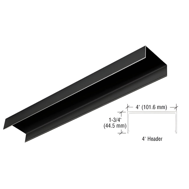 CRL Black Powder Coated 4" Header Channel Custom Length