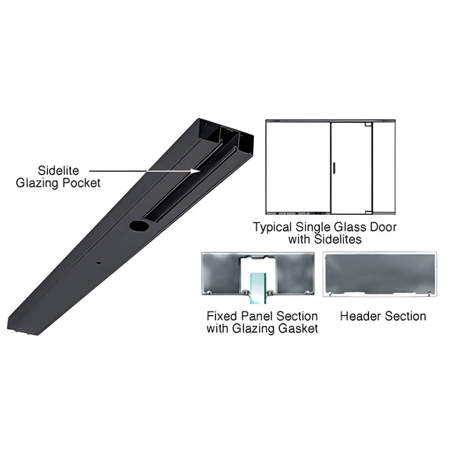 CRL Black Powder Coated 4" One Pocket Sided Door Header Custom Length