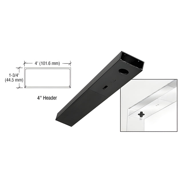 CRL Black Powder Coated 4" x 36" Single Door Header