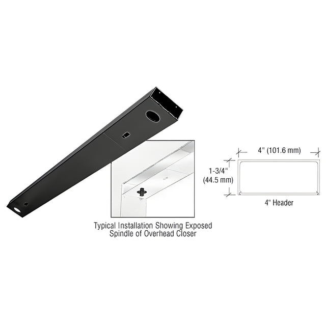 CRL Black Powder Coated 4" x 72" Double Door Header