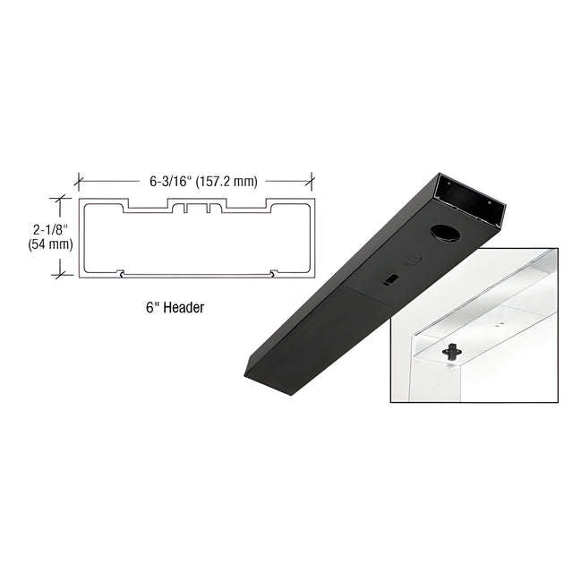 CRL Black Powder Coated 6" x 36" Single Door Header
